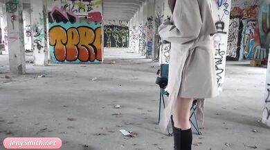 Jeny Smith exploring the warehouse naked