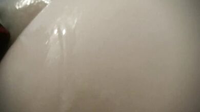 Mum in the bath warms the rain-soaked dad in the bath and has sex with