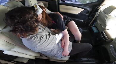 A married woman who has car sex before ballet practice and gets a lot of ejaculation on her hands