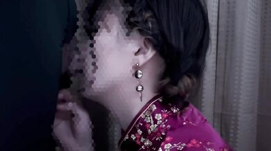 Female college student put on a Chinese dress and have a blowjob and cum in mouth