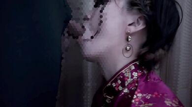 Female college student put on a Chinese dress and have a blowjob and cum in mouth