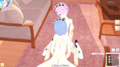 3D/Anime/Hentai. Re:ZERO Starting Life in Another World: Rem & Ram fucked in threesome!!!