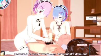 3D/Anime/Hentai. Re:ZERO Starting Life in Another World: Rem & Ram fucked in threesome!!!