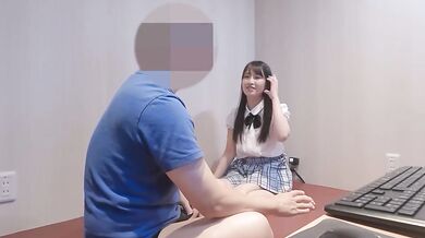 Cute Japanese Idol③Her caress is too good at an net cafe.A large amount of pre-cum is dripping.