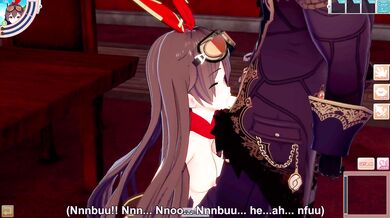 3D/Anime/Hentai.Genshin Impact: Amber orgasms over and over from Diluc's big dick !!
