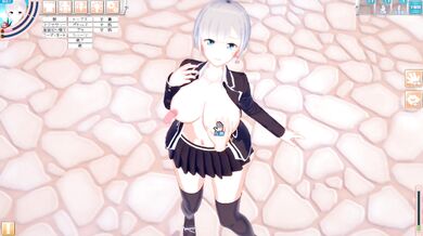 【エロゲーコイカツ！】性格が勝ち気なショートカット銀髪爆乳のおっぱい揉みまくりセックス！(アニメ3DCG動画)[Hentai Game Koikatsu! Anime 3DCG video]