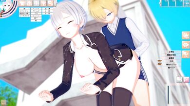 【エロゲーコイカツ！】性格が勝ち気なショートカット銀髪爆乳のおっぱい揉みまくりセックス！(アニメ3DCG動画)[Hentai Game Koikatsu! Anime 3DCG video]