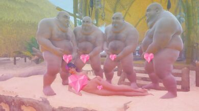 Japansk show-spil 海 の 海 Fat guys cum on pissing girl