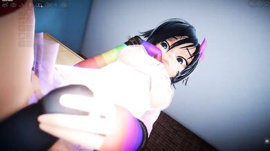 Our appartment [Hentai SFM game] Ep.2 Rainbow party girl enjoy a huge dildo and have an intense orga