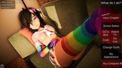 Our appartment [Hentai SFM game] Ep.2 Rainbow party girl enjoy a huge dildo and have an intense orga