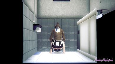 Attack On Titan Hentai - Sasha recorded while peeing