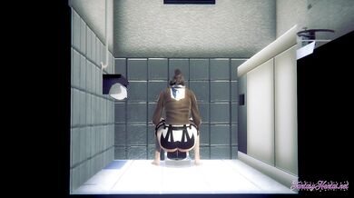 Attack On Titan Hentai - Sasha recorded while peeing