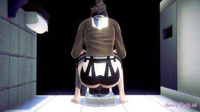 Attack On Titan Hentai - Sasha recorded while peeing