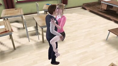 Hot schoolgirl in stockings gives a blowjob to her teacher
