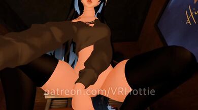 Glasses Slow Grinding On You Cat Girl Black Blue Eyes Hair Tattoo Bedroom Thick Thighs POV Lap Dance