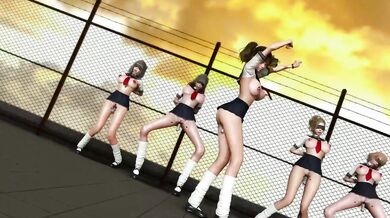 Submissive school girls in slut uniform dancing on the classroom roof MMD R18