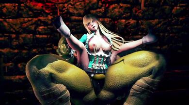 Big monster ork fuck with cute princess