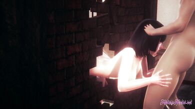Naruto Hentai - Threesome Hinata Sucks and Gets Fucked Through a Wall