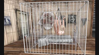Bondage Cage BDSM in Pantyhose