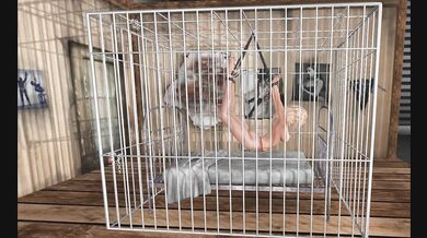 Bondage Cage BDSM in Pantyhose