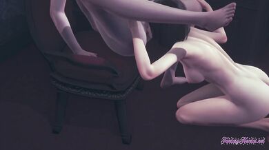 Attack On titans Yuri Hentai - Annie & Mikasa Lesbian Sex cunnilingus & Fingering