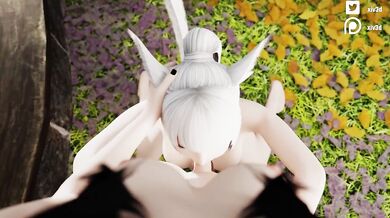 FFXIV Miqo'te Catgirl Futa POV Blowjob with Cumshot Finish with SOUND