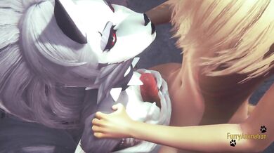 Furry Hentai Wolf gives fox boobjob until he cum on her face