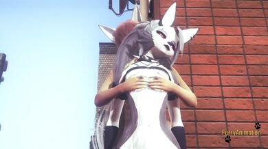 Furry Hentai Wolf gives fox boobjob until he cum on her face
