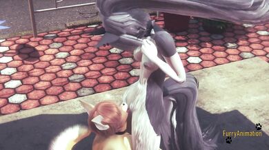Furry Hentai Wolf gives fox boobjob until he cum on her face