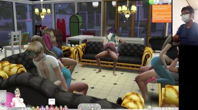 The Sims 4: Passionate sex on the couch for 8 people