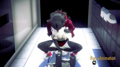 Furry Hentai - Black Kitty Fingering in a Japanese Toilet