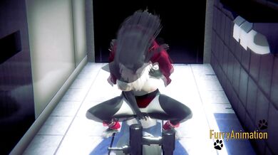 Furry Hentai - Black Kitty Fingering in a Japanese Toilet