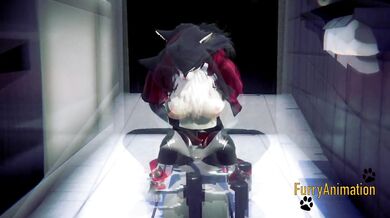 Furry Hentai - Black Kitty Fingering in a Japanese Toilet