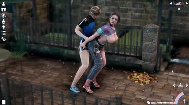 Honey Select 2:Passionate sex with Jill Vanlentin in the courtyard in the rain