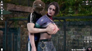 Honey Select 2:Passionate sex with Jill Vanlentin in the courtyard in the rain