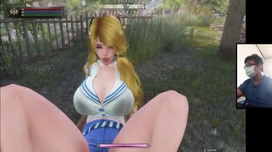 The Elder Scrolls 5:Crazy sex in the forest with a giant breast goddess