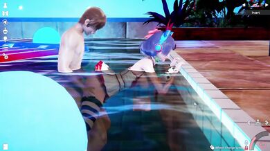 Honey Select 2:Passionate sex with huge tits at the pool at night