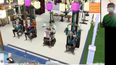 The Sims 4:8 people gym weightlifting machine training sex
