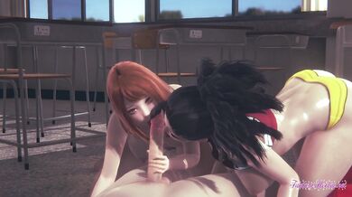 Boku No Hero Hentai - Ochako and Momo Threesome Sucking and fucking