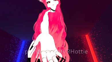 Red Head Neko in Black Booty Shorts Strips Down Thigh High Hentai Choker Tail Play POV Lap Dance
