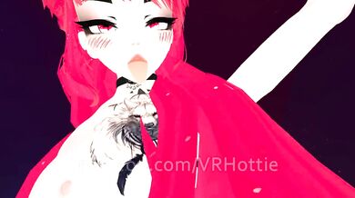 Red Head Neko in Black Booty Shorts Strips Down Thigh High Hentai Choker Tail Play POV Lap Dance