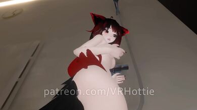 Red Head Bath Time Takes Off Top Neko Seduce Hentai POV Lap Dance