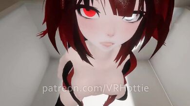 Red Head Bath Time Takes Off Top Neko Seduce Hentai POV Lap Dance