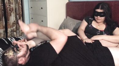 Feet in Face Handjob...turns into a FootJob