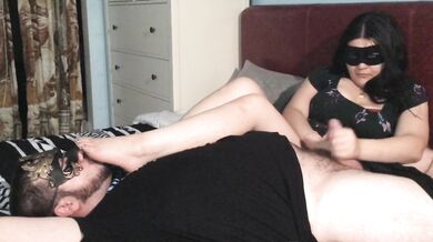 Feet in Face Handjob...turns into a FootJob
