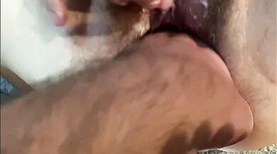 Surprise double penetration dick in asshole & eggplant in pussy / russian fisting / Wide open pussy