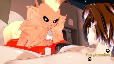 Pokemon Hentai - Flareon blowjob to dog with cum in her mouth