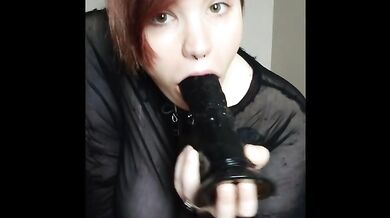 Chubby redhead plays with BBC toy