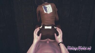 Attack on Titan Hentai - Mikasa faces a titanic cock