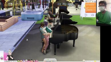 The Sims 4:6 people playing the piano for sex